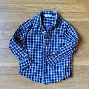 Janie and Jack Navy and Red Plaid Shirt